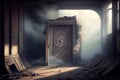 smoke from a cigarette, the only sign of life in an abandoned building