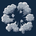 Smoke cloud Explosion. Dust puff cartoon frame vector Royalty Free Stock Photo