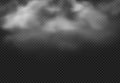 Smoke cloud. Fog clouds, smoky mist and realistic cloudy effect isolated vector illustration