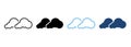 Smoke in Cloud Shape Line and Silhouette Icon Color Set. Smog Air, Toxic Climate. Dioxide Gas in Fluffy Sky Symbol