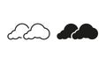 Smoke in Cloud Shape Line and Silhouette Icon Set. Smog Air, Toxic Climate. Dioxide Gas in Fluffy Sky Symbol Collection