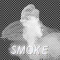 Smoke collection, , transparent background. Set of realistic white smoke steam, waves from coffee,tea,cigarettes, Royalty Free Stock Photo