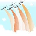 Smoke Color Sky Plane Parade Group Airplane Fly Peace Joy Vector Illustration Royalty Free Stock Photo