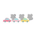 Car air pollution. Raster illustration in cartoon style on white background Royalty Free Stock Photo