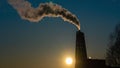 Smoke coming from the chimney at Energy Tower