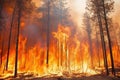Emergency tree forest burn danger damage smoke nature disaster heat fire environment wildfire Royalty Free Stock Photo