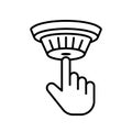 Smoke detector battery test outline icon. Clipart image