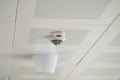 Smoke detector installed on ceiling in a modern building Royalty Free Stock Photo