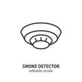 Smoke detector line icon. Firefighting symbol. Editable stroke. Vector illustration