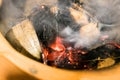 Smoke from a dhupbatti (Incense burner) in a Dhup holder Royalty Free Stock Photo