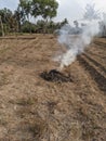 Smoke from dry grass