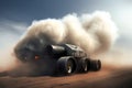 Smoke dust vehicle handcrafted fantasy. Generate ai