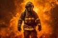 smoke equipment firefighter fighter emergency safety rescue fire uniform fireman. Generative AI.