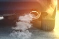 Smoke from the exhaust pipe of a car, air pollution by harmful emissions Royalty Free Stock Photo