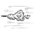 Smoke from the exhaust pipe of the car, sketch. Hand-drawn sketch vector isolatedd Royalty Free Stock Photo