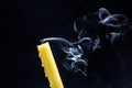 Smoke from an extinguished candle on a dark background. The concept of spirituality and the end of life Royalty Free Stock Photo