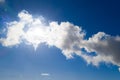 Smoke from a factory chimney obscuring the sun against a blue sky Royalty Free Stock Photo