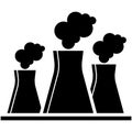 Smoke factory chimney vector, air pollution icon illustration Royalty Free Stock Photo