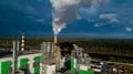 Smoke from factory chimneys. Concept of environmental pollution Royalty Free Stock Photo