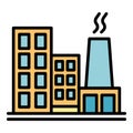 Smoke factory icon color outline vector