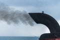 Smoke from ferry boat. Air pollution and ecology concept