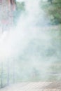 abstract blurred background, smoke from a vintage burning house
