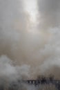 Smoke from a fire in a textile factory Royalty Free Stock Photo