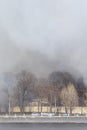 Smoke from a fire in a textile factory Royalty Free Stock Photo