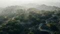 smoke from fires in california. aerial view of the top of Mount Hamilton, San Jose, California