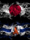 Smoke flags of Japan, Japanese and Myanmar, Ayeyarwaddy Division Royalty Free Stock Photo
