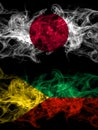 Smoke flags of Japan, Japanese and Russia, Russian, Zabaykalsky Krai Royalty Free Stock Photo