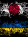 Smoke flags of Japan, Japanese and Ukraine, Ukrainian