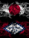 Smoke flags of Japan, Japanese and United States of America, America, US, USA, American, Arkansas, Arkansan