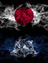 Smoke flags of Japan, Japanese and United States of America, America, US, USA, American, Charleston, South Carolina