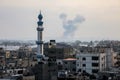 Smoke and flames rise after an Israeli airstrike in the southern Gaza Strip Royalty Free Stock Photo