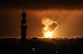 Smoke and flames rise after an Israeli airstrike in the southern Gaza Strip Royalty Free Stock Photo