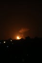 Smoke and flames rise after war planes belonging to the Israeli army carried out airstrikes over Gaza City