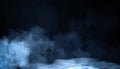Smoke on the floor . Isolated black background . Misty fog effect texture overlays for text or space Royalty Free Stock Photo