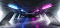 Smoke Fog Abstract Neon Light Retro Modern Futuristic Sci Fi Alien Space Ship Club Stage Glowing Purple Blue Fluorescent Laser Royalty Free Stock Photo