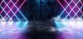 Smoke Fog Cyberpunk Neon Glowing Empty Vibrant Laser Purple Ultraviolet Blue Pink Lights Lines Empty Space Dark Hall Grunge