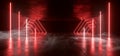 Smoke Fog Neon Glowing Laser Red Beams Pillars Concrete Grunge Tiled Floor Alien Spaceship Cyber Tunnel Corridor Dark NIght