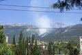 Smoke from forest fire, Yalta, Ukraine Royalty Free Stock Photo