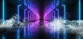 Smoke Future Neon Lights Graphic Glowing Purple Blue Vibrant Virtual Sci Fi Futuristic Tunnel Studio Stage Construction Garage