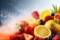 smoke grape orange vape juice ice background apple hookah fruit food. Generative AI. Royalty Free Stock Photo