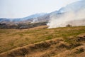 Smoke from grass burning near Mount