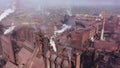 Smoke and grime from a steel mill. Aerial view