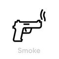 Smoke gun shot icon. Editable line vector. Royalty Free Stock Photo