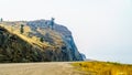 Smoke hanging over the Trans Canada Highway, Highway 1, along Kamloops Lake in central British Columbia Royalty Free Stock Photo