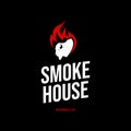 Smoke House Logo Label Graphic Design with Flat Illustration of Bison Head Royalty Free Stock Photo