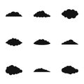 Smoke icons set, simple style